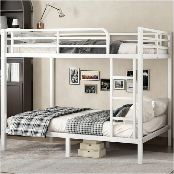 JERFIT Full over Full Bunk Bed for Teens and Adults Space-Saving Noise Reduced No Box Spring
