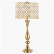 JERFIT Gold Crystal Table Lamp, Art Deco Glam Bedside Lamp with K9 Crystal Shade for Living Room, Bedroom, Office
