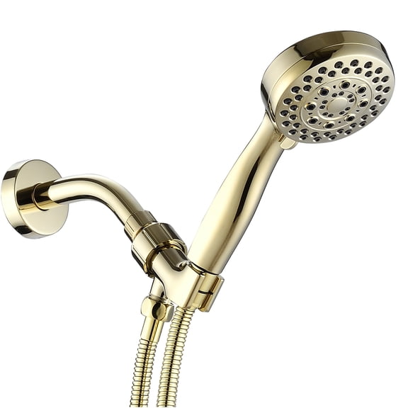 JERFIT Gold Handheld Shower Head with 59" Hose, High Pressure 5 Spray Mode ABS Plastic Showerhead, Wall Mount, Water Saving