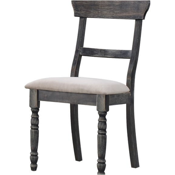 JERFIT Gray Farmhouse Dining Chairs Set of 2, Wooden Side Chairs with Cushioned Seat, Rustic Modern Kitchen & Dining Room Furniture