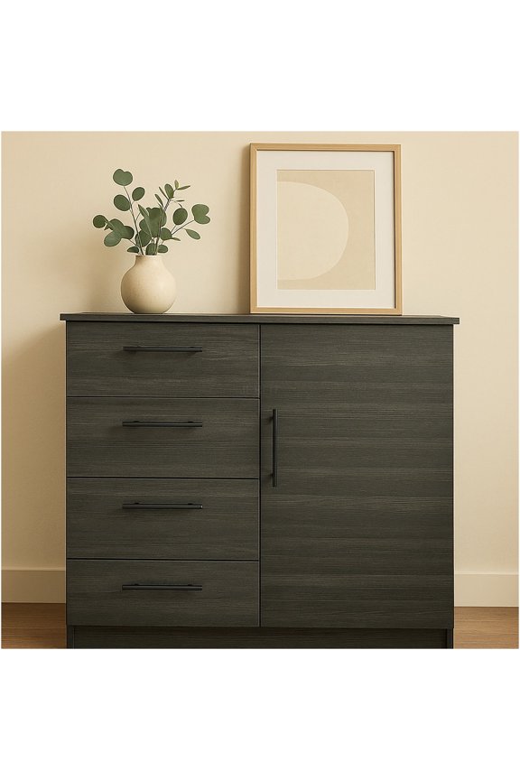 Gray Gentleman's Chest, Wood Storage Dresser with Extra Deep Drawers, Water & Heat Resistant Bedroom Furniture