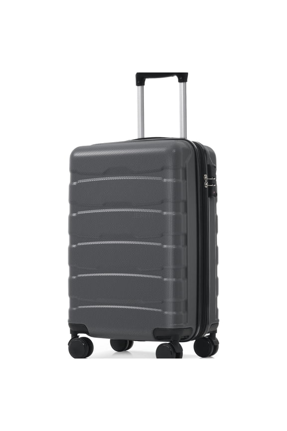Gray Hardshell Carry on Luggage 20 Inch Expandable Spinner Suitcase with TSA Lock