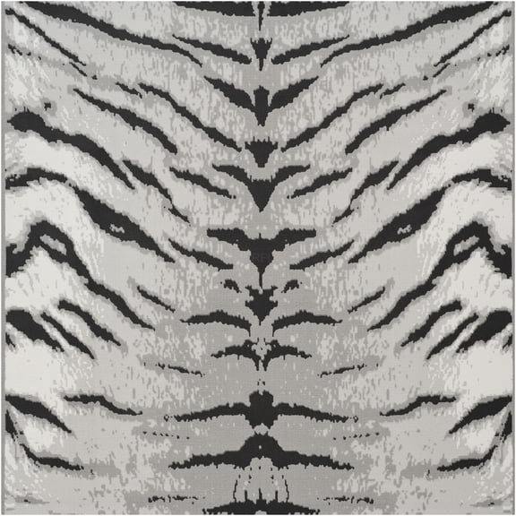 JERFIT Gray and Silver Cowhide Pattern Area Rug 5x7 Feet, 3D Textured Modern Farmhouse Rug, Non-Shedding Stain Resistant Polyester Rug for Living Room Bedroom Entryway