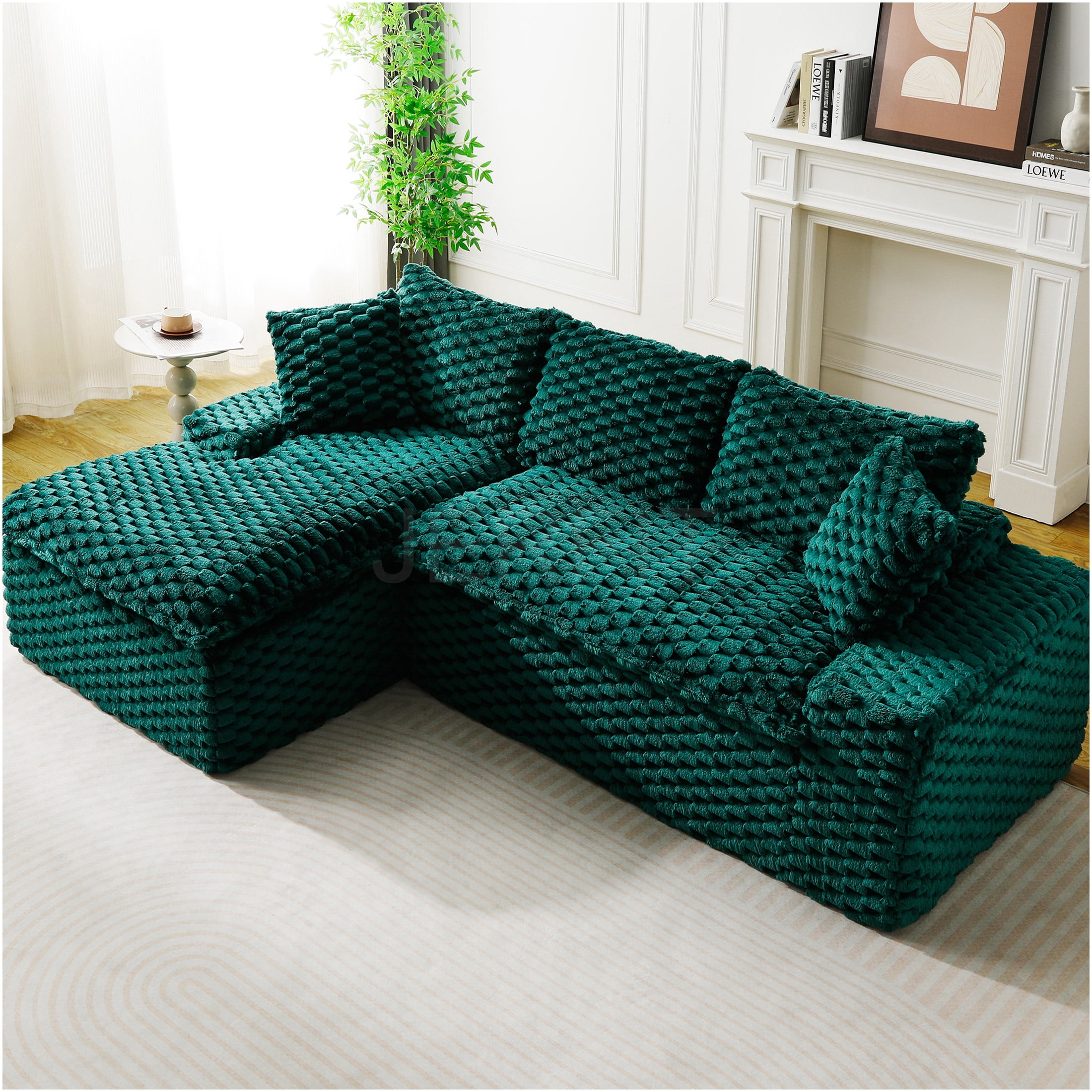 JERFIT Green Convertible Sectional Sofa with Chaise, Reversible L-Shape ...