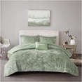 thumbnail image 1 of JERFIT Green Crushed Velvet Comforter Set Queen Full, Diamond Quilted Bedding Set with 2 Shams & Decorative Pillow, Hypoallergenic Polyester Microfiber, 1 of 10