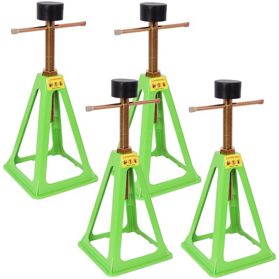 JERFIT Green RV Screw Jack 4-Pack 11" to 17" Adjustable Support 3300 Lbs Each with Rubber Pads and Nuts