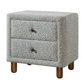 thumbnail image 1 of JERFIT Grey Boucle Fabric Nightstand with 2 Drawers, Upholstered Bedside Table for Bedroom, Soft Curved Design, 1 of 8