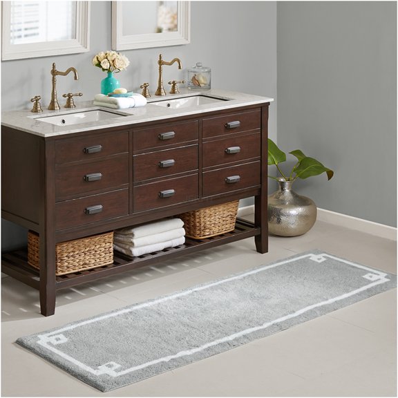 JERFIT Grey Cotton Tufted Bath Runner Rug 24x72 Inch for Bathroom Floor Decor