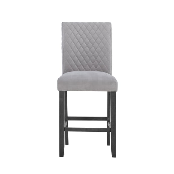 JERFIT Grey Fabric Bar Stools Set of 2, Modern Kitchen Counter Stools with Padded Seats and Block Legs