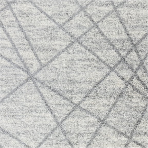 JERFIT Grey Geometric Shag Area Rug 7x10 Feet, Plush High Pile Living Room Rug, Soft Polyester Non-Shedding Carpet for Bedroom, Kids and Pet Friendly
