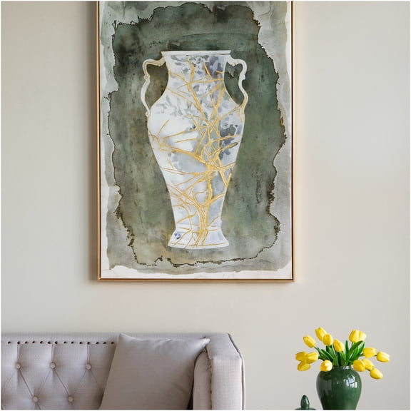 JERFIT Hand Painted Vintage Amphora Vase Canvas Wall Art, 31.5x47.2 Inch Greek Mythology Artwork, Multicolor Boho Decor for Living Room, Office