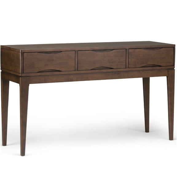 JERFIT Harper Console Table Sofa Table with 3 Drawers, Dark Brown Wood Entryway Table for Living Room, Bedroom, Hallway