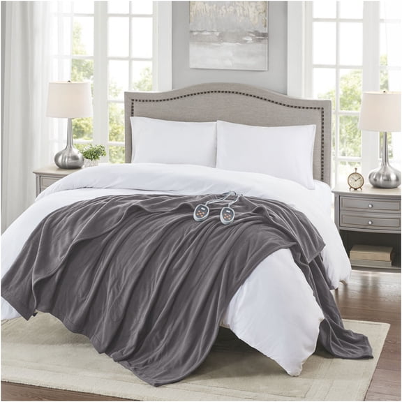 JERFIT Heated Blanket Electric Throw with 20 Heat Settings, 10H Auto Shut Off, EMF Free, Ultra Soft Micro Fleece, Machine Washable, Full Size 80"x84", Grey