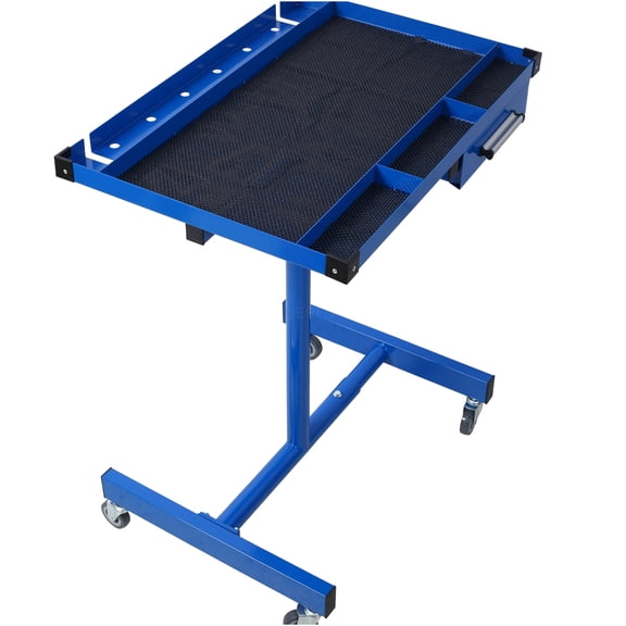 JERFIT Heavy Duty Adjustable Height Mobile Workbench with Drawer, Steel Work Table for Garage, Workshop & DIY Projects, Blue