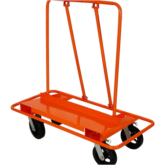 JERFIT Heavy Duty Drywall Cart 2400lbs Capacity, Orange Panel Dolly with 8" Rubber Wheels for Secure Material Transport