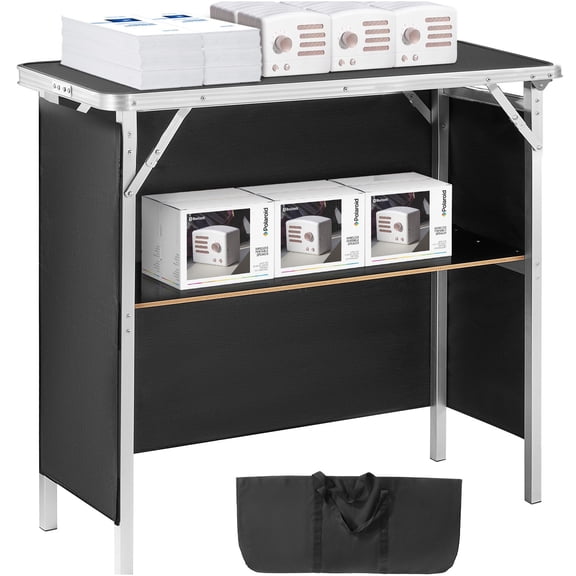 JERFIT Heavy-Duty Folding Table with Carrying Case, Portable Display Podium Stand for Trade Shows, Parties, Indoor Outdoor Use, 38"x15"