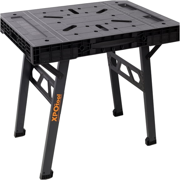 JERFIT Heavy Duty Folding Workbench Table Portable Work Station with Vise & Tool Storage for Garage Workshop