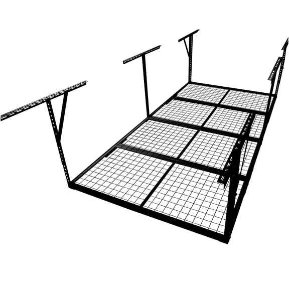 JERFIT Heavy-Duty Overhead Garage Storage Rack 3x8 FT, 600 lbs Capacity, 22"-40" Adjustable Ceiling Drop-Down Organizer, Black Steel