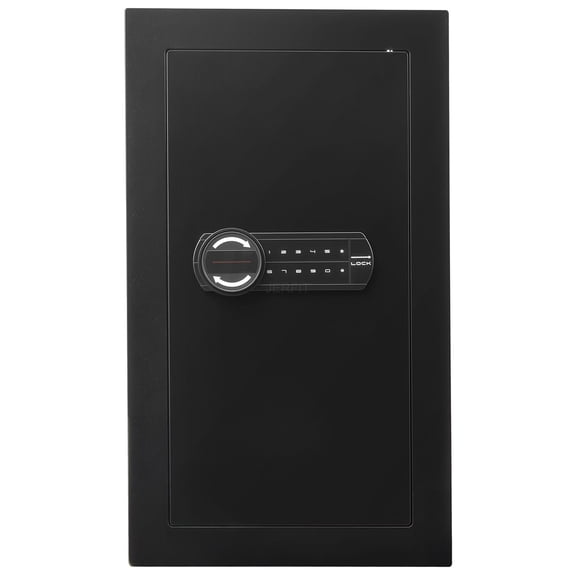 JERFIT Hidden Wall Safe with Digital Keypad & Keys, In-Wall Security Box with Anti-Theft Alarm, LED Light, Adjustable Shelves for Money, Jewelry, Documents