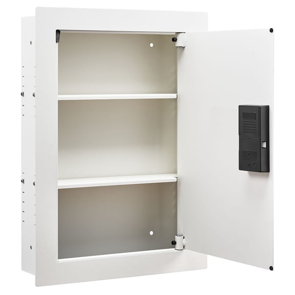 JERFIT Hidden Wall Safe with Digital Keypad, Key & Knob - Fire Resistant In-Wall Security Safe Box for Money, Jewelry, Documents - White