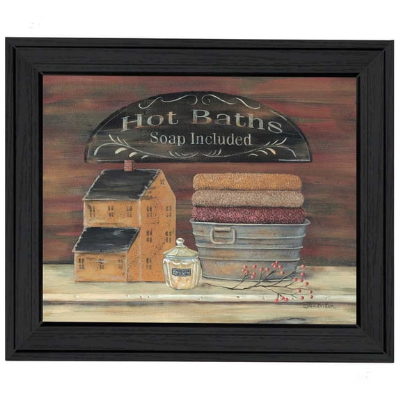 JERFIT "Hot Bath" Framed Wall Art Print, Modern Multi-Color MDF Framed Poster, Ready to Hang Bathroom & Living Room Decor