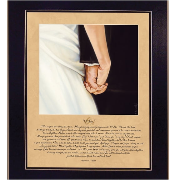 JERFIT "I Do" Framed Wall Art for Living Room, Modern Floral Print on Canvas, Ready to Hang Home Decor, Multicolor Framed Poster with MDF Frame