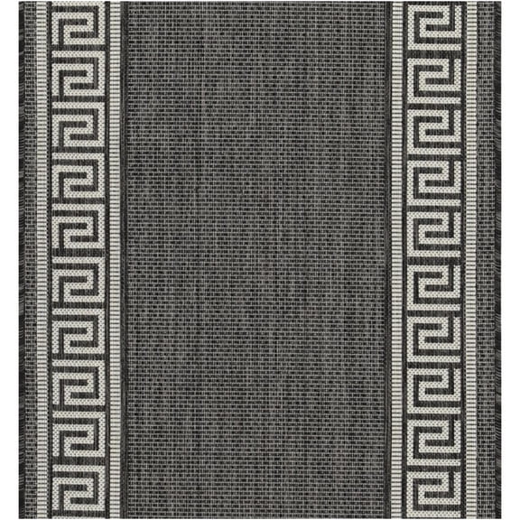 JERFIT Indoor Outdoor Area Rug 2.6x7.3 FT Anthracite, Reversible Low Profile Flatweave Patio Rug, Water Resistant Polypropylene, Easy Clean for Deck, Poolside, Living Room