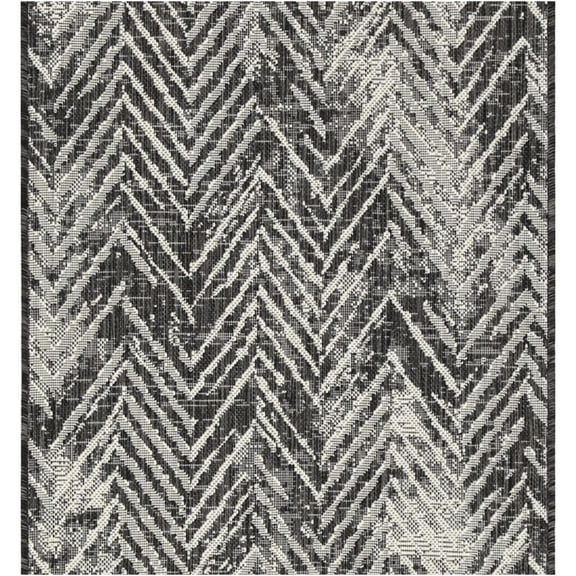 JERFIT Indoor Outdoor Area Rug 2'7"x7'3", Anthracite Reversible Low Profile Flatweave Rug, All Weather Polypropylene, Patio Deck, Poolside, Entryway Mat