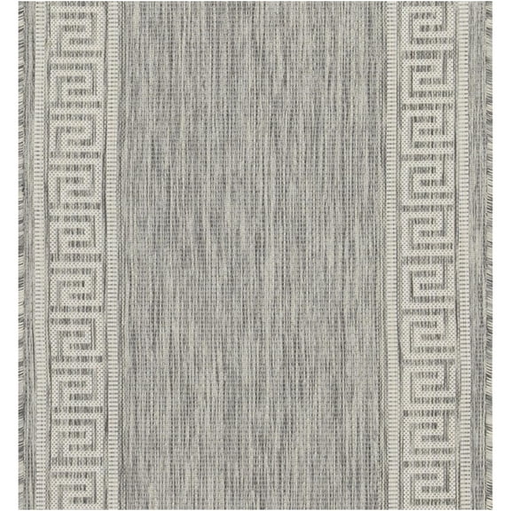 JERFIT Indoor Outdoor Area Rug, 2'7"x7'3" Silver Polypropylene Flatweave Rug, Stain Resistant Low Profile Mat for Patio Deck Living Room Entryway