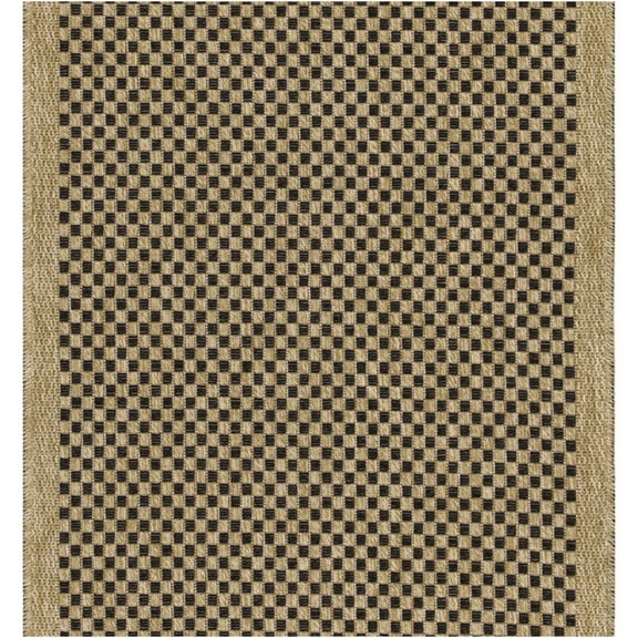 JERFIT Indoor Outdoor Area Rug 2.7x7.3 Ft, Natural Black Reversible Low Profile Flatweave Rug, Polypropylene Water Resistant Mat for Patio Deck Poolside Entryway