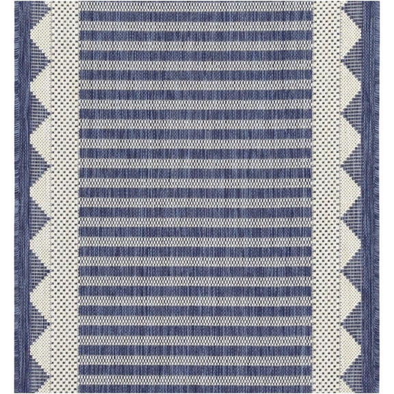 JERFIT Indoor Outdoor Area Rug 2.7x7.3 ft Blue, Polypropylene Flatweave Patio Rug, Stain Resistant Machine Washable Low Pile Carpet for Living Room Deck