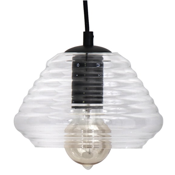 JERFIT Industrial Clear Glass Triangle Pendant Light with Edison Bulb, Modern Vintage Ceiling Light Fixture for Kitchen Island, Dining Room, Living Room