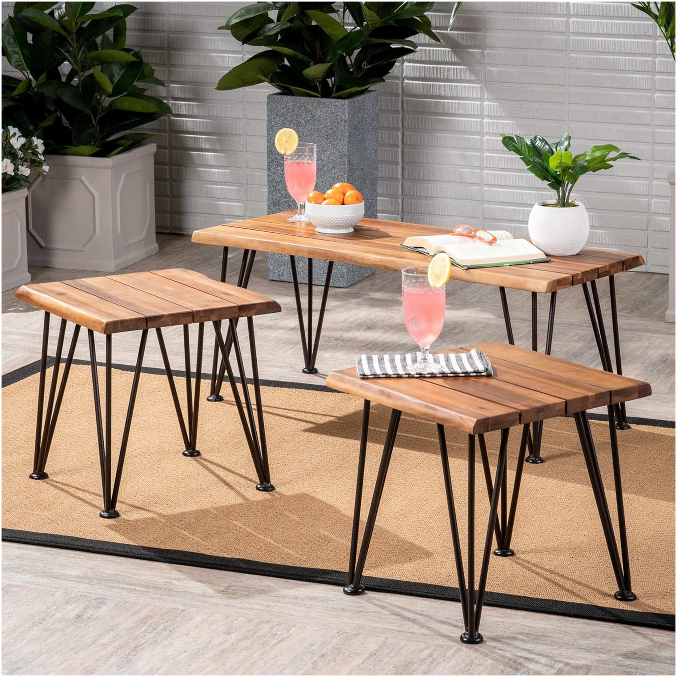 Photo inspiration: Jerfit Industrial Coffee Table Set With 2 Accent Tables Rustic Photo Inspiration