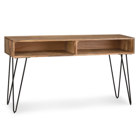 JERFIT Industrial Console Table Sofa Table, 55.1" Farmhouse Entryway Table with Hairpin Legs, Light Brown Wood Hallway Couch Table for Living Room, Bedroom