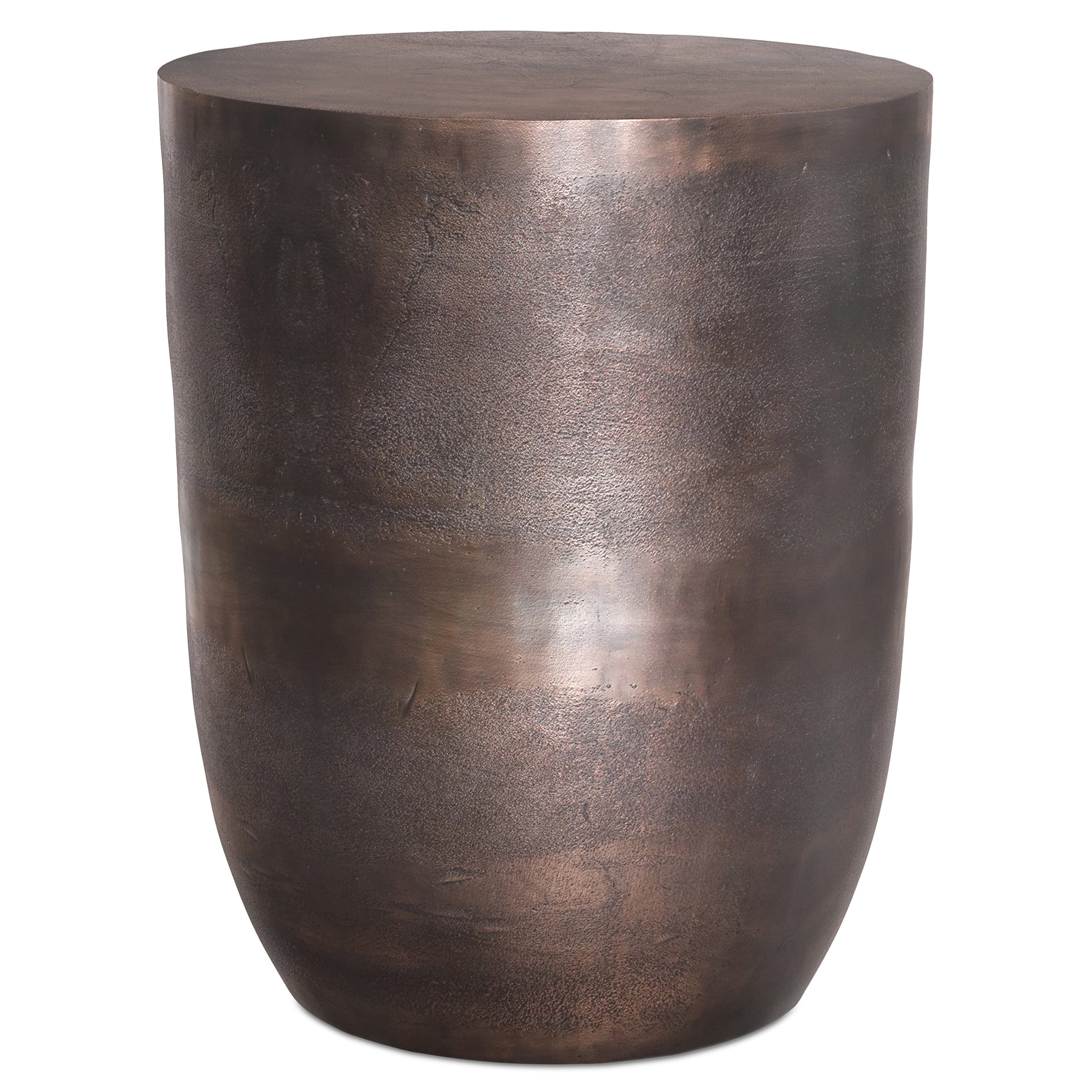 JERFIT Industrial Copper End Table, Round Cast Aluminum Accent Table ...