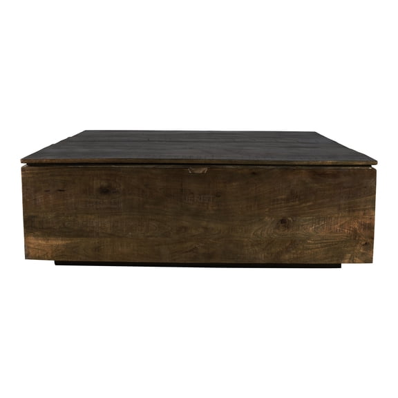 JERFIT Industrial Farmhouse Coffee Table with Lift Top, Solid Wood Storage Trunk, Dark Coffee Finish for Living Room