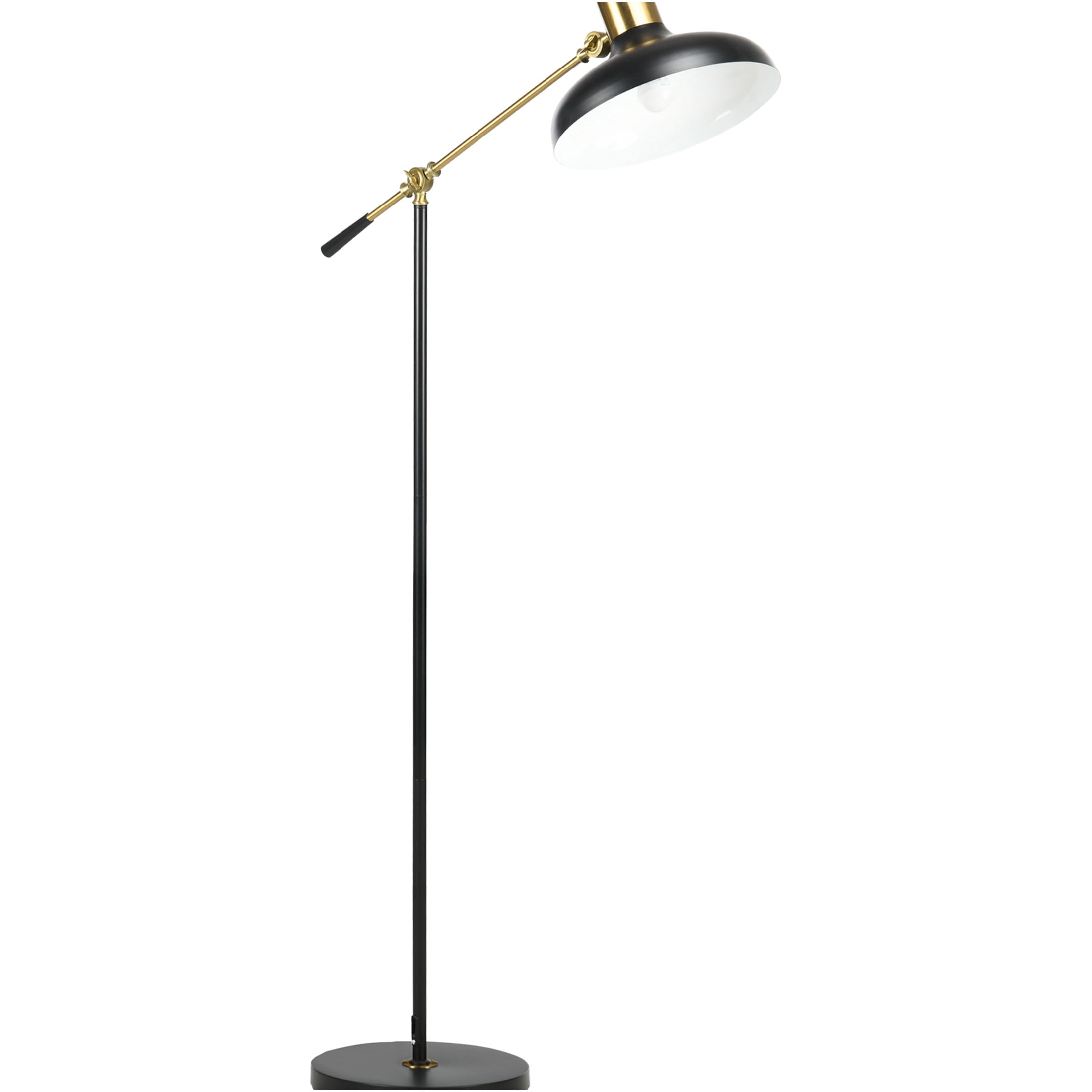 JERFIT Industrial Floor Lamp with Adjustable Arm, Black Metal Standing Lamp for Living Room, Bedroom, Study with Flexible Gooseneck, Reading Light, No Bulb Included