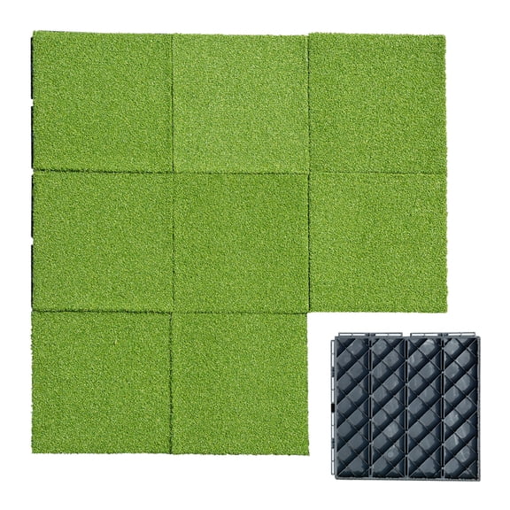 JERFIT Interlocking Artificial Grass Turf Tiles for Outdoor Patio, Balcony, and Deck, Easy DIY Plastic Flooring Mats, Green