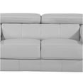 thumbnail image 1 of JERFIT Italian Leather Loveseat Sofa Couch, Light Gray Top Grain Leather 2-Seater with Chrome Legs for Living Room, 1 of 10