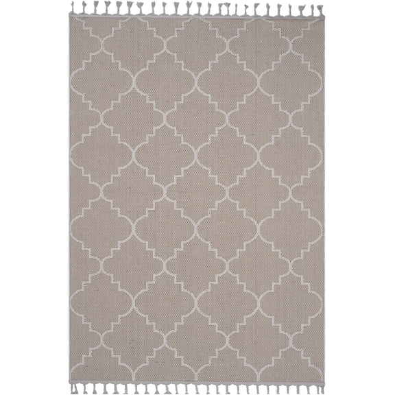 JERFIT Ivory Trellis Pattern Indoor Outdoor Area Rug, 6x9 Feet Non-Shedding Stain Resistant Polypropylene Rug for High Traffic Living Room Bedroom Dining Room