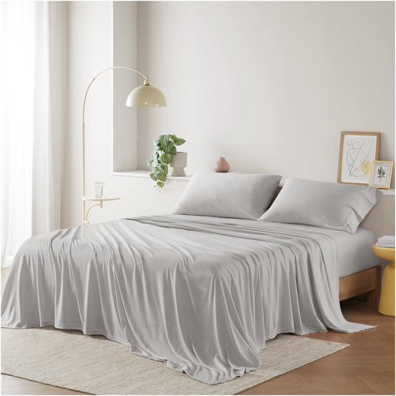 JERFIT Jersey Knit Twin Sheet Set, 3-Piece All Season Soft Bed Sheets, Grey