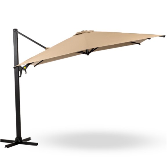 JERFIT Khaki 10 Ft Square Offset Cantilever Patio Umbrella for Outdoor Deck and Backyard Shade
