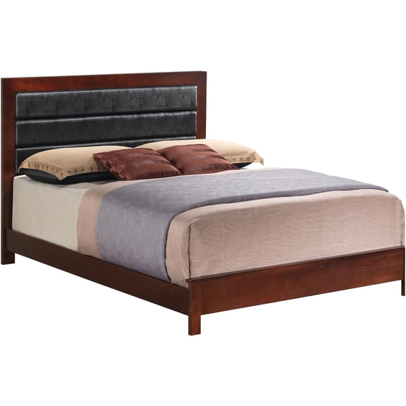 JERFIT King Size Bed Frame, Cherry Finish Wood Platform Bed with Headboard, Transitional Style, Heavy Duty Particle Board Construction