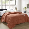 thumbnail image 1 of JERFIT King Size Electric Heated Blanket with Dual Controls, 10 Heat Settings & Auto Shut-Off, 100x90 Inch Rust Polyester Fleece Throw for Maximum Comfort, 1 of 7