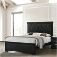 thumbnail image 1 of JERFIT King Size Upholstered Panel Bed with Button Tufted Headboard, Modern Solid Wood Frame Black Bedroom Furniture, 1 of 5