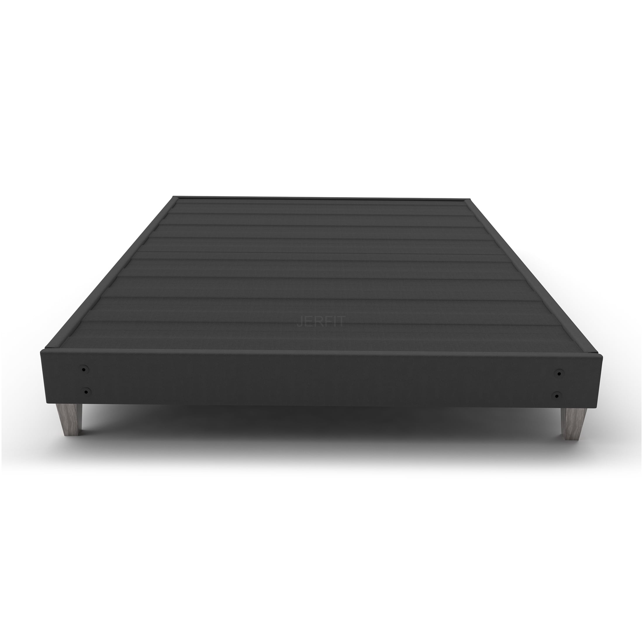 JERFIT King Size Upholstered Platform Bed Frame with Faux Wood Legs, No Tools Required Quick Assembly, Grey