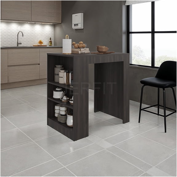 JERFIT Kitchen Island Cart with Storage Shelves, Beige Mobile Kitchen Workstation, Butcher Block Style Table for Small Space, Dining Prep, and Entryway