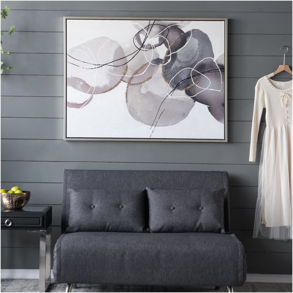 JERFIT Large Abstract Canvas Wall Art, 47x35.5 Inch Modern Hand Painted Oil Painting, Gray Brown Multicolor Textured Artwork for Living Room Decor