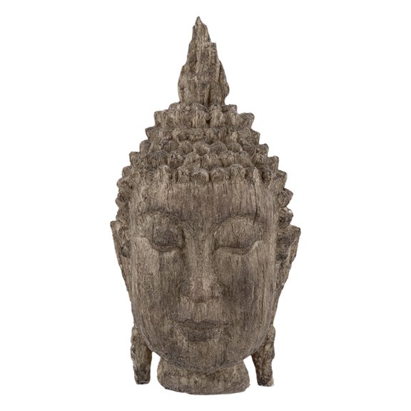 JERFIT Large Meditating Buddha Head Statue, Antique Brown Polyresin Sculpture for Home Decor, Zen Meditation Garden, Yoga Studio, Shelf Table Display