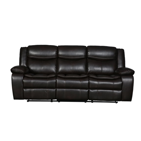 JERFIT Leather Power Reclining Sofa with Lumbar Support, Air System and Stainless Steel Base, Transitional Brown Recliner Sofa